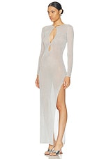 Casablanca Sheer Long Dress in Silver, view 3, click to view large image.