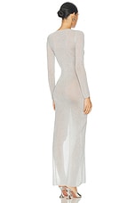 Casablanca Sheer Long Dress in Silver, view 4, click to view large image.