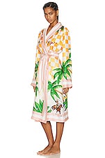 Casablanca Silk Robe in Pink, view 3, click to view large image.