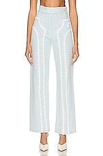 Casablanca Lace Trim Straight Leg in Bleached Denim, view 1, click to view large image.