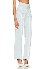 Casablanca Lace Trim Straight Leg in Bleached Denim, view 2, click to view large image.