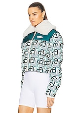 Casablanca Puffer Jacket in Heart Monogramme Green, view 3, click to view large image.