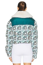 Casablanca Puffer Jacket in Heart Monogramme Green, view 4, click to view large image.