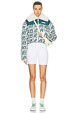 Casablanca Puffer Jacket in Heart Monogramme Green, view 5, click to view large image.