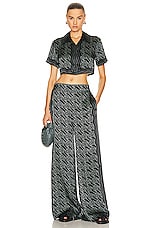Casablanca Printed Wide Leg Trouser in Heart Monogramme Black, view 4, click to view large image.