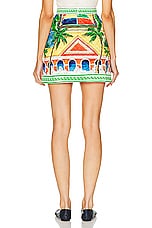 Casablanca Printed Quilted Mini Skirt in Triomphe D'orange, view 3, click to view large image.