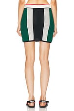 Casablanca Striped Mesh Skirt in Green & White Stripe, view 4, click to view large image.
