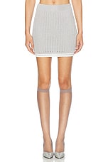 Casablanca Knit Mini Skirt in Silver, view 1, click to view large image.