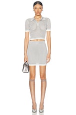 Casablanca Knit Mini Skirt in Silver, view 5, click to view large image.