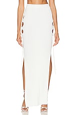 Casablanca Ribbed Cut Out Maxi Skirt in White, view 1, click to view large image.