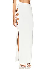 Casablanca Ribbed Cut Out Maxi Skirt in White, view 2, click to view large image.