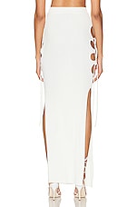 Casablanca Ribbed Cut Out Maxi Skirt in White, view 3, click to view large image.