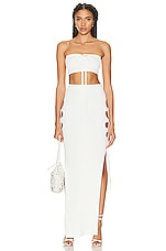 Casablanca Ribbed Cut Out Maxi Skirt in White, view 4, click to view large image.