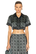 Casablanca Cropped Shirt in Heart Monogramme Black, view 1, click to view large image.