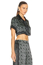 Casablanca Cropped Shirt in Heart Monogramme Black, view 2, click to view large image.