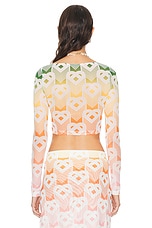Casablanca Mesh Top in Gradient Heart Monogram, view 3, click to view large image.
