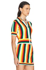 Casablanca Striped Towelling Top in Multi, view 2, click to view large image.