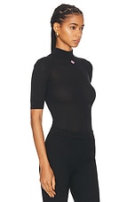 Casablanca Short Sleeve Mock Neck Top in Black, view 2, click to view large image.