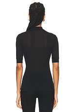 Casablanca Short Sleeve Mock Neck Top in Black, view 3, click to view large image.