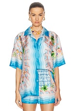 Casablanca Short Sleeve Button Up Top in Le Plongeon, view 1, click to view large image.