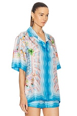 Casablanca Short Sleeve Button Up Top in Le Plongeon, view 2, click to view large image.