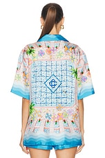 Casablanca Short Sleeve Button Up Top in Le Plongeon, view 3, click to view large image.