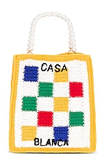 Casablanca Mini Crochet Tote Bag in Multi, view 3, click to view large image.