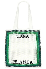 Casablanca Cotton Crochet Bag in Green, view 3, click to view large image.