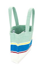 Casablanca Crochet Tote Bag in White & Blue Multi, view 4, click to view large image.