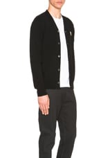 COMME des GARCONS PLAY Cardigan with Gold Emblem in Black, view 4, click to view large image.