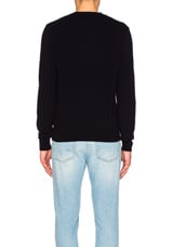 COMME des GARCONS PLAY V Neck Double Emblem Sweater in Blue, view 4, click to view large image.