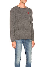 COMME des GARCONS PLAY Logo Emblem Sweatshirt in Grey, view 2, click to view large image.
