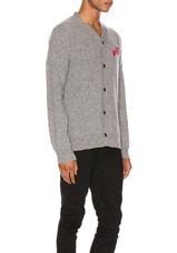 COMME des GARCONS PLAY Multiheart Cardigan in Grey, view 3, click to view large image.