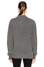 COMME des GARCONS PLAY Lambswool Cardigan with Red Emblem in Medium Grey, view 4, click to view large image.