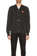COMME des GARCONS PLAY Cardigan in Grey, view 3, click to view large image.