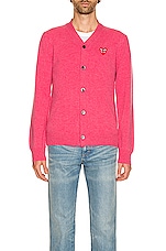 COMME des GARCONS PLAY Cardigan in Pink, view 3, click to view large image.