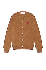 COMME des GARCONS PLAY Cardigan in Brown, view 1, click to view large image.