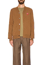 COMME des GARCONS PLAY Cardigan in Brown, view 3, click to view large image.