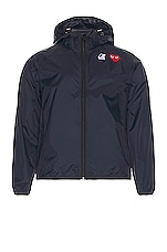 COMME des GARCONS PLAY K-Way Hoodie Full Zip in Navy, view 1, click to view large image.