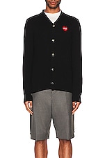 COMME des GARCONS PLAY Invader Cardigan in Black, view 4, click to view large image.