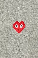 COMME des GARCONS PLAY Invader Cardigan in Light Grey, view 3, click to view large image.