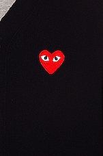 COMME des GARCONS PLAY Lambswool Cardigan with Red Emblem in Navy, view 6, click to view large image.