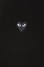 COMME des GARCONS PLAY Lambswool Cardigan with Black Emblem in Black, view 6, click to view large image.