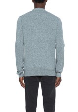 COMME des GARCONS PLAY Lambswool Cardigan with Black Emblem in Light Grey, view 5, click to view large image.