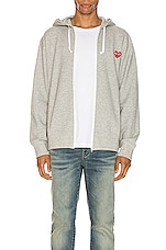COMME des GARCONS PLAY Full Zip Hoodie in Grey, view 2, click to view large image.