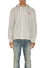 COMME des GARCONS PLAY Full Zip Hoodie in Grey, view 3, click to view large image.