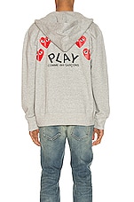 COMME des GARCONS PLAY Full Zip Hoodie in Grey, view 5, click to view large image.