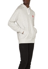 COMME des GARCONS PLAY Red Emblem Cotton Hoodie in Grey, view 3, click to view large image.