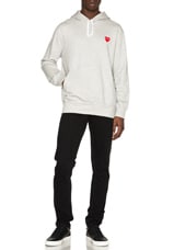 COMME des GARCONS PLAY Red Emblem Cotton Hoodie in Grey, view 5, click to view large image.