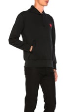 COMME des GARCONS PLAY Red Emblem Poly Hoodie in Black, view 2, click to view large image.